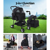 darrahopens Pet Care > Dog Supplies i.Pet Pet Stroller Dog Carrier Foldable Pram 3 IN 1 Middle Size Black