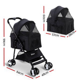 darrahopens Pet Care > Dog Supplies i.Pet Pet Stroller Dog Carrier Foldable Pram 3 IN 1 Middle Size Black