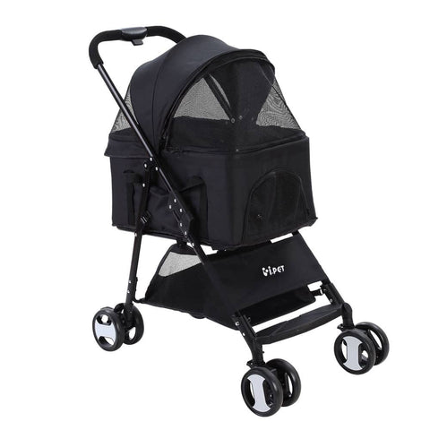 darrahopens Pet Care > Dog Supplies i.Pet Pet Stroller Dog Carrier Foldable Pram 3 IN 1 Middle Size Black