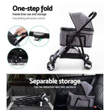 darrahopens Pet Care > Dog Supplies i.Pet Pet Stroller Dog Carrier Foldable Pram 3 IN 1 Middle Size Grey
