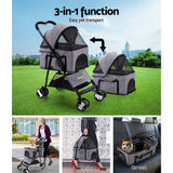 darrahopens Pet Care > Dog Supplies i.Pet Pet Stroller Dog Carrier Foldable Pram 3 IN 1 Middle Size Grey
