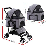 darrahopens Pet Care > Dog Supplies i.Pet Pet Stroller Dog Carrier Foldable Pram 3 IN 1 Middle Size Grey