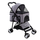 darrahopens Pet Care > Dog Supplies i.Pet Pet Stroller Dog Carrier Foldable Pram 3 IN 1 Middle Size Grey