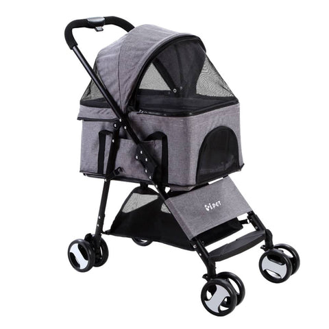 darrahopens Pet Care > Dog Supplies i.Pet Pet Stroller Dog Carrier Foldable Pram 3 IN 1 Middle Size Grey