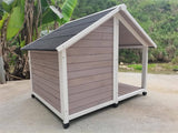 Darrahopens Pet Care > Dog Supplies L Timber Pet Dog Kennel House Puppy Wooden Timber Cabin 130x105x100cm