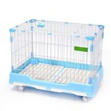 Darrahopens Pet Care > Dog Supplies Large Blue Pet Dog Cage Cat Rabbit  Crate Kennel With Potty Pad And Wheel