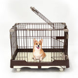 Darrahopens Pet Care > Dog Supplies Large Brown Pet Dog Cage Cat Rabbit  Crate Kennel With Potty Pad And Wheel
