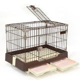 Darrahopens Pet Care > Dog Supplies Large Brown Pet Dog Cage Cat Rabbit  Crate Kennel With Potty Pad And Wheel