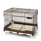 Darrahopens Pet Care > Dog Supplies Large Brown Pet Dog Cage Cat Rabbit  Crate Kennel With Potty Pad And Wheel