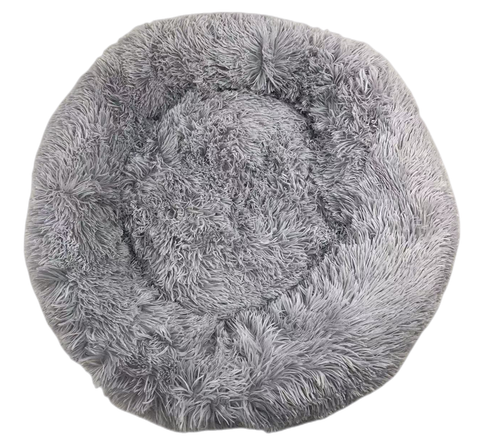 Darrahopens Pet Care > Dog Supplies Medium Round Calming Plush Cat Dog Bed Comfy Puppy Fluffy Bedding Little Grey
