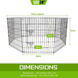 darrahopens Pet Care > Dog Supplies Paw Mate Pet Playpen 8 Panel 24in Foldable Dog Exercise Enclosure Fence Cage