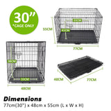 darrahopens Pet Care > Dog Supplies Paw Mate Wire Dog Cage Crate 30in with Tray + Cushion Mat + Blue Cover Combo