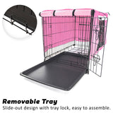 darrahopens Pet Care > Dog Supplies Paw Mate Wire Dog Cage Crate 30in with Tray + Cushion Mat + Pink Cover Combo