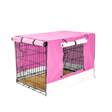 darrahopens Pet Care > Dog Supplies Paw Mate Wire Dog Cage Crate 30in with Tray + Cushion Mat + Pink Cover Combo