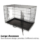 darrahopens Pet Care > Dog Supplies Paw Mate Wire Dog Cage Crate 48in with Tray + Cushion Mat + Blue Cover Combo