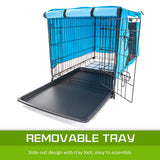darrahopens Pet Care > Dog Supplies Paw Mate Wire Dog Cage Foldable Crate Kennel 24in with Tray + Blue Cover Combo