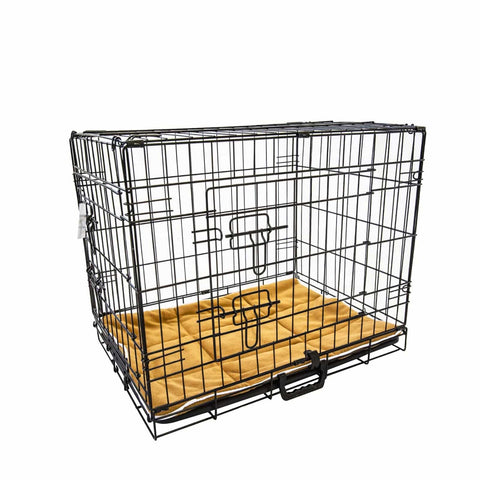 darrahopens Pet Care > Dog Supplies Paw Mate Wire Dog Cage Foldable Crate Kennel 24in with Tray + Cushion Mat Combo