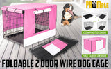 darrahopens Pet Care > Dog Supplies Paw Mate Wire Dog Cage Foldable Crate Kennel 24in with Tray + Pink Cover Combo