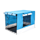 darrahopens Pet Care > Dog Supplies Paw Mate Wire Dog Cage Foldable Crate Kennel 30in with Tray + Blue Cover Combo