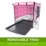 darrahopens Pet Care > Dog Supplies Paw Mate Wire Dog Cage Foldable Crate Kennel 36in with Tray + Pink Cover Combo