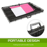 darrahopens Pet Care > Dog Supplies Paw Mate Wire Dog Cage Foldable Crate Kennel 42in with Tray + Pink Cover Combo