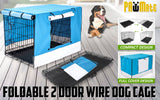 darrahopens Pet Care > Dog Supplies Paw Mate Wire Dog Cage Foldable Crate Kennel 48in with Tray + Blue Cover Combo