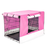 darrahopens Pet Care > Dog Supplies Paw Mate Wire Dog Cage Foldable Crate Kennel 48in with Tray + Pink Cover Combo