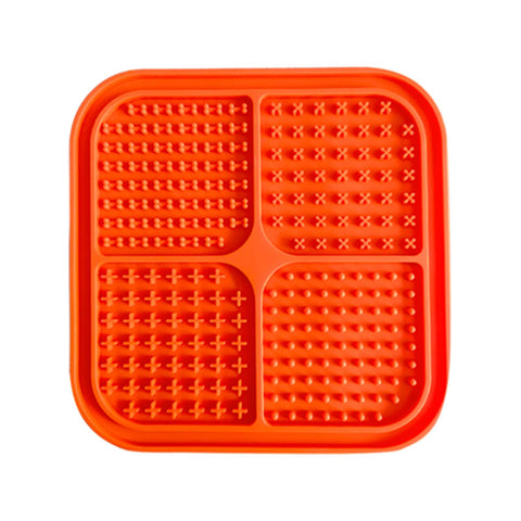 Darrahopens Pet Care > Dog Supplies Pawfriends 4in1 Silicone Pet Lick Mat Cat Puppy Dog Slow Feeder Grooming Helper Mat Orange