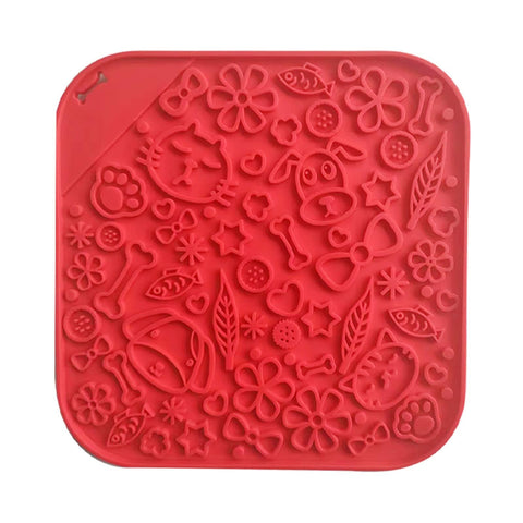 Darrahopens Pet Care > Dog Supplies Pawfriends Asphyxia-resistant Silicone Dog Pet Lick Mat Slow Feeder Grooming Helper Red
