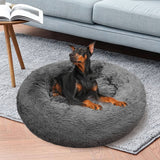 Darrahopens Pet Care > Dog Supplies Pawfriends Dog Pet Cat Calming Bed Warm Plush Round Nest Comfy Sleeping Bed Dark Grey 100cm