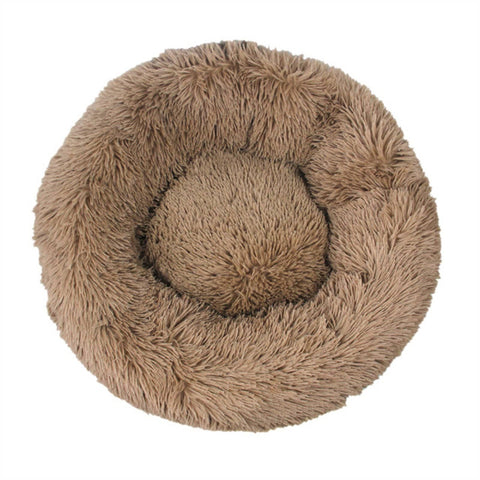 Darrahopens Pet Care > Dog Supplies Pet Dog Bedding Warm Plush Round Comfortable Nest Sleeping kennel Coffee M 70cm