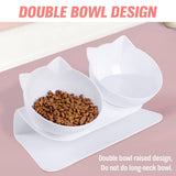 Darrahopens Pet Care > Dog Supplies White Double Cat Bowl Pet Bowls Stand Dog Elevated Feeder Food Water Raised Lifted