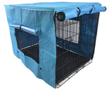 Darrahopens Pet Care > Dog Supplies YES4PETS 48' Dog Cat Rabbit Collapsible Crate Pet Cage Canvas Cover Blue