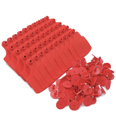 Darrahopens Pet Care > Farm Supplies 100x Cattle Ear Tags Set - 7.5x10cm XL Red Blank Pig Cow Sheep Livestock Label