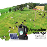 Darrahopens Pet Care > Farm Supplies Giantz 20km Electric Fence Energiser Solar Energizer Charger Farm Animal 1.2J