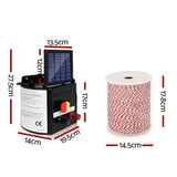 darrahopens Pet Care > Farm Supplies Giantz 3km Solar Electric Fence Energiser Charger with 500M Tape and 25pcs Insulators