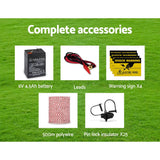darrahopens Pet Care > Farm Supplies Giantz 5km Solar Electric Fence Energiser Charger with 500M Tape and 25pcs Insulators