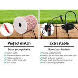 darrahopens Pet Care > Farm Supplies Giantz 5km Solar Electric Fence Energiser Charger with 500M Tape and 25pcs Insulators