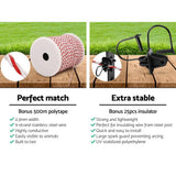 darrahopens Pet Care > Farm Supplies Giantz 8km Solar Electric Fence Energiser Charger with 500M Tape and 25pcs Insulators