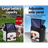 darrahopens Pet Care > Farm Supplies Giantz 8km Solar Electric Fence Energiser Charger with 500M Tape and 25pcs Insulators