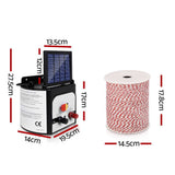 darrahopens Pet Care > Farm Supplies Giantz 8km Solar Electric Fence Energiser Charger with 500M Tape and 25pcs Insulators