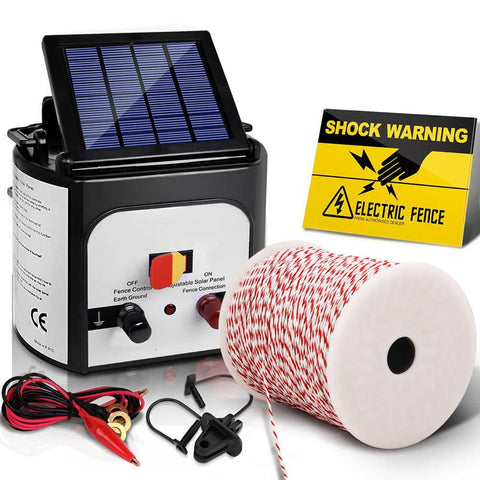 darrahopens Pet Care > Farm Supplies Giantz 8km Solar Electric Fence Energiser Charger with 500M Tape and 25pcs Insulators