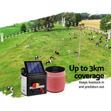 darrahopens Pet Care > Farm Supplies Giantz Electric Fence Energiser 3km Solar Powered Charger Set + 2000m Tape
