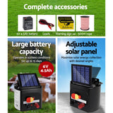 darrahopens Pet Care > Farm Supplies Giantz Electric Fence Energiser 3km Solar Powered Energizer Charger + 500m Tape