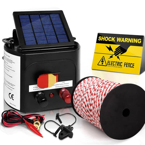 darrahopens Pet Care > Farm Supplies Giantz Electric Fence Energiser 3km Solar Powered Energizer Charger + 500m Tape