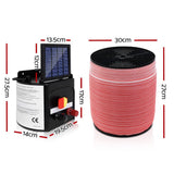 darrahopens Pet Care > Farm Supplies Giantz Electric Fence Energiser 3km Solar Powered Energizer Set + 1200m Tape