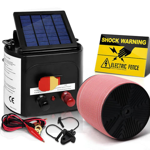 darrahopens Pet Care > Farm Supplies Giantz Electric Fence Energiser 5km Solar Powered 0.15j Set+ 1200m Tape