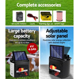 darrahopens Pet Care > Farm Supplies Giantz Electric Fence Energiser 5km Solar Powered Charger + 500m Rope