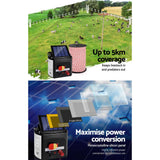 darrahopens Pet Care > Farm Supplies Giantz Electric Fence Energiser 5km Solar Powered Charger + 500m Rope