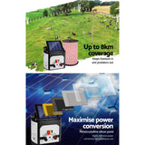 darrahopens Pet Care > Farm Supplies Giantz Electric Fence Energiser 8km Solar Powered Charger + 500m Polytape Rope